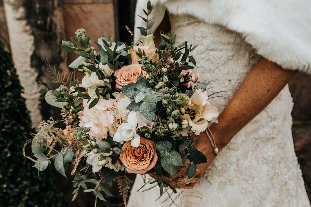 Bride holding bouquet